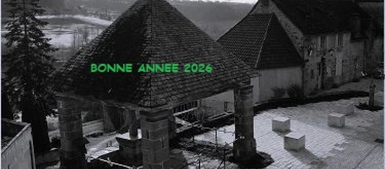 Vue bourg noir et blanc voeux