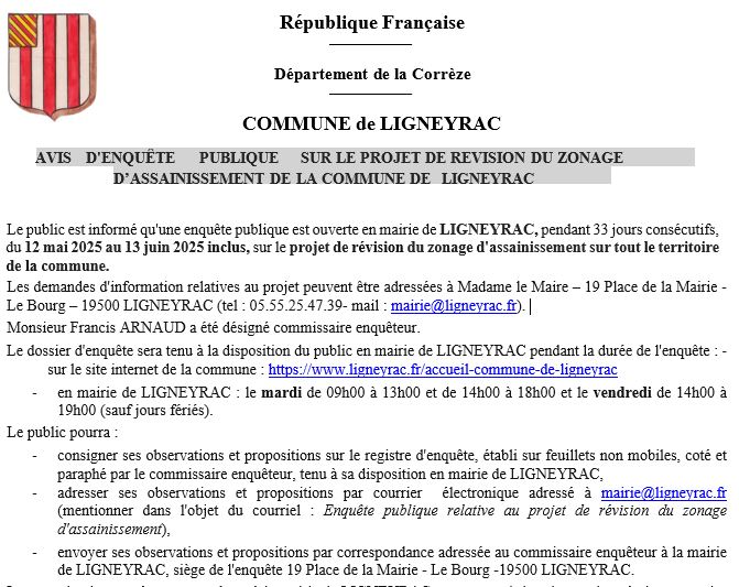 AVIS ENQUETE PUBLIQUE zonage assainissement